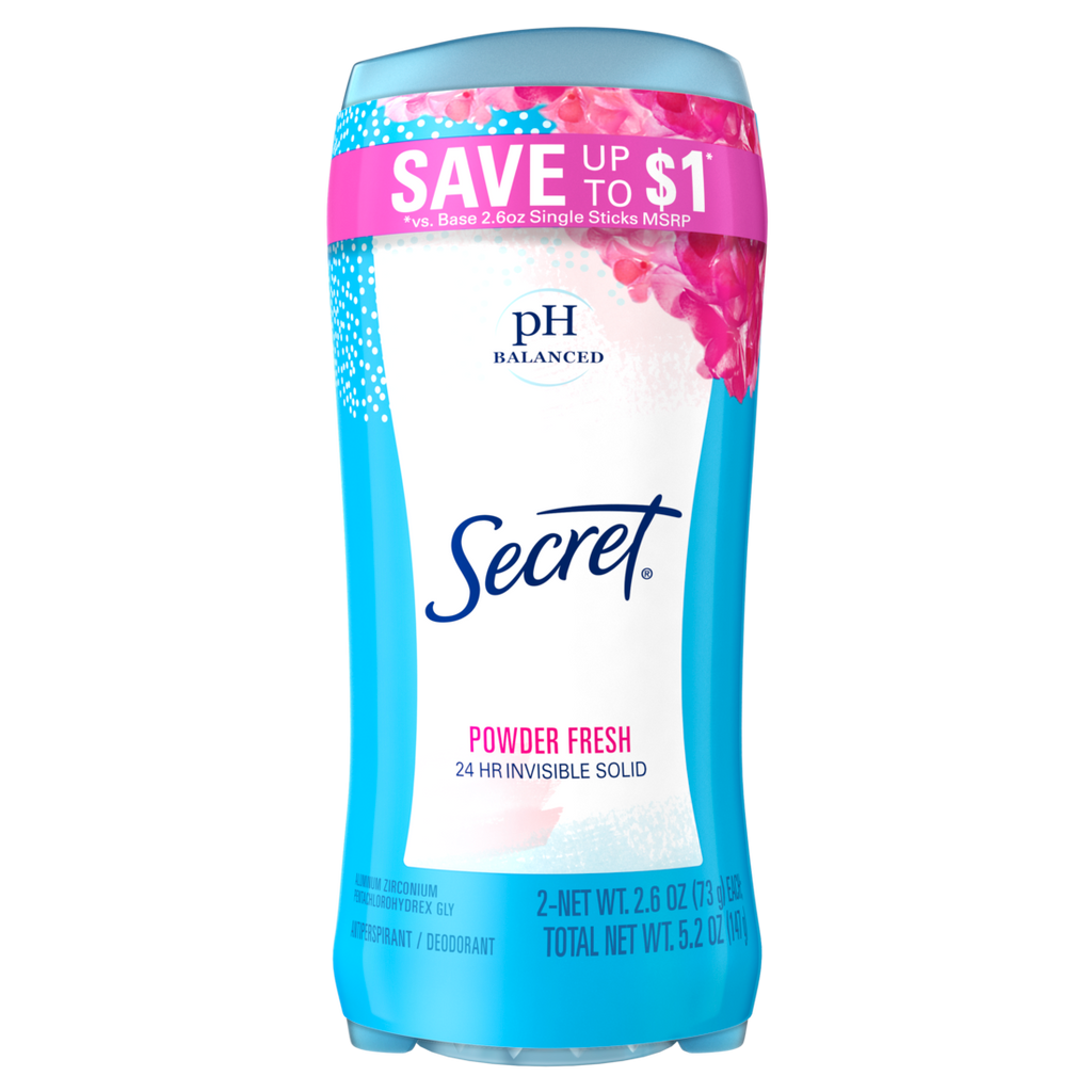Secret Invisible Solid Antiperspirant And Deodorant Powder Fresh Twin Pack - (2x2.6)oz/6pk