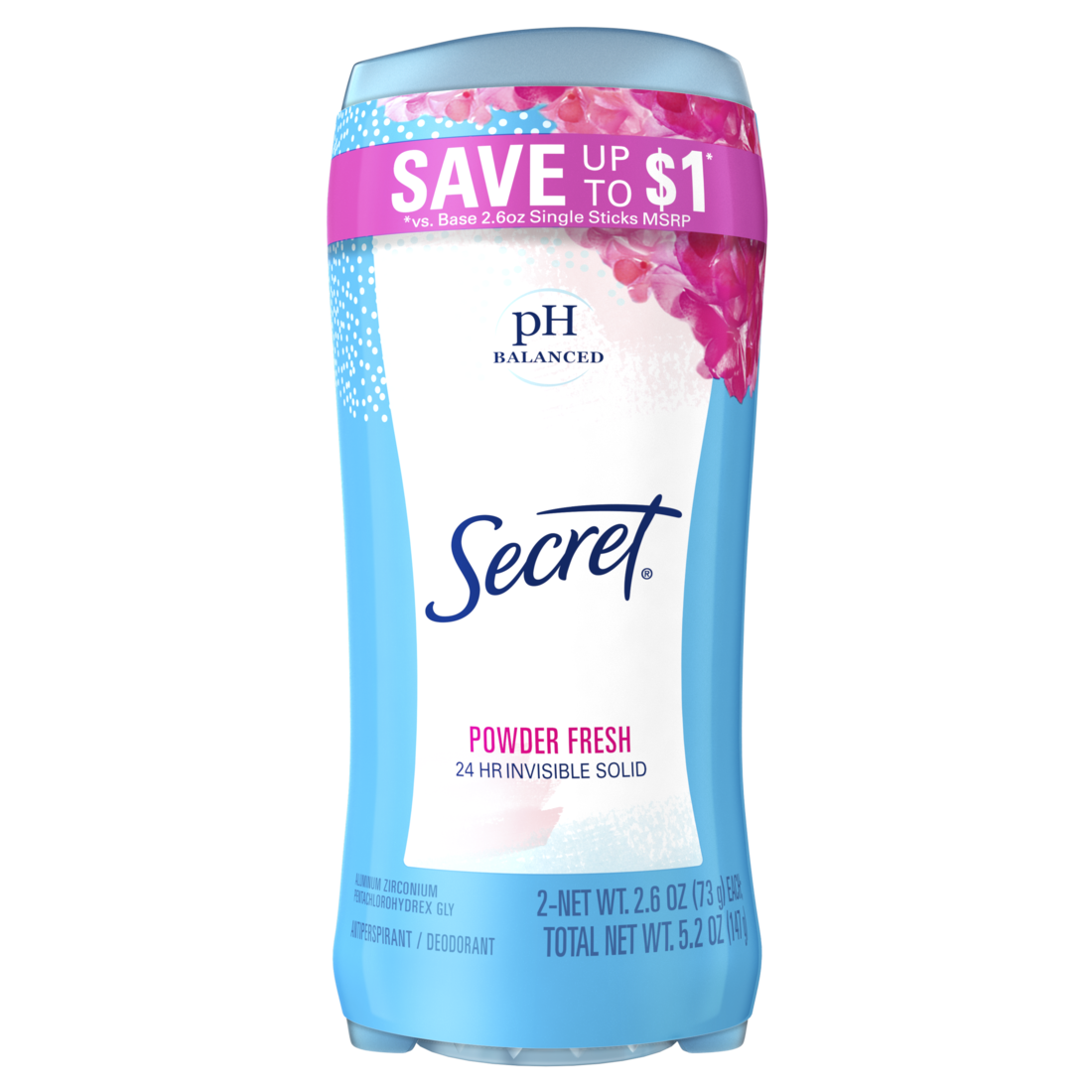 Secret Invisible Solid Antiperspirant And Deodorant Powder Fresh Twin Pack - (2x2.6)oz/6pk