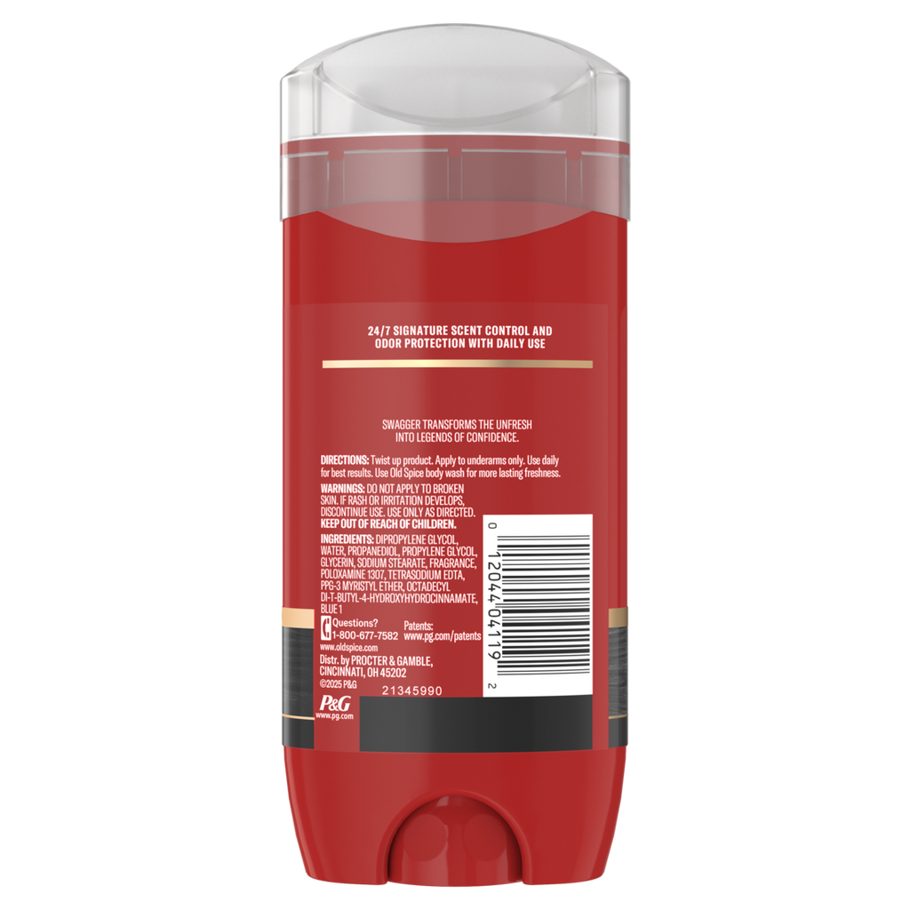 Old Spice Red Collection Deodorant For Men Swagger Scent Aluminum Free Long-Lasting Fragrance - 3.8oz/12pk