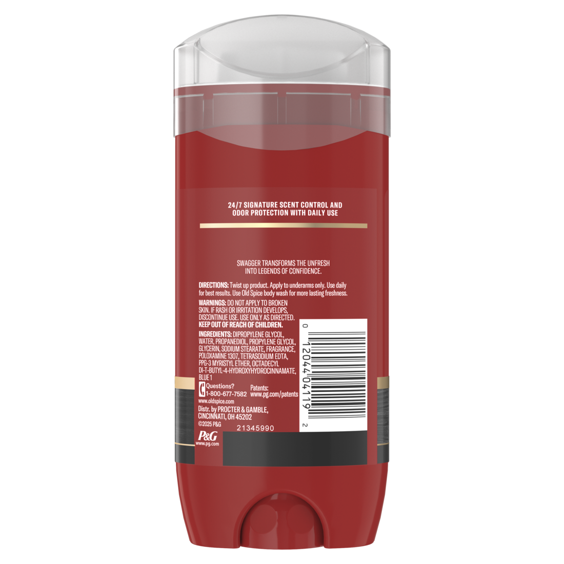 Old Spice Red Collection Deodorant For Men Swagger Scent Aluminum Free Long-Lasting Fragrance - 3.8oz/12pk