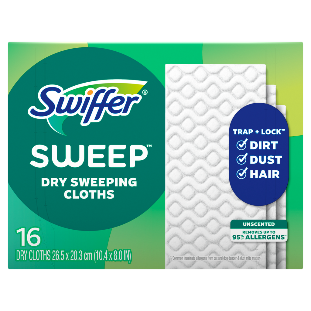 Swiffer Sweep + Mop Dry Pads Refill Floor Cleaner Cleaning Cloths Unscented - 16ct/8pk