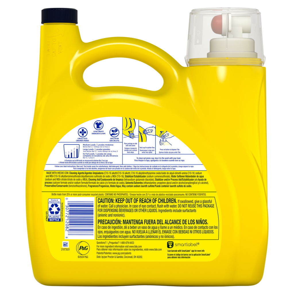 Tide Simply Clean & Sensitive Liquid Laundry Detergent Cool Cotton Scent 89 Loads - 117oz/4pk