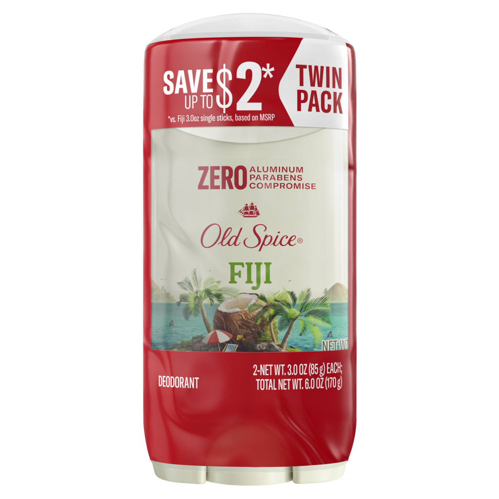 Old Spice Men's Aluminum Free Deodorantfiji With Palm Tree 24/7 Lasting Freshness Twin Pack - (2x3.0)oz/6pk