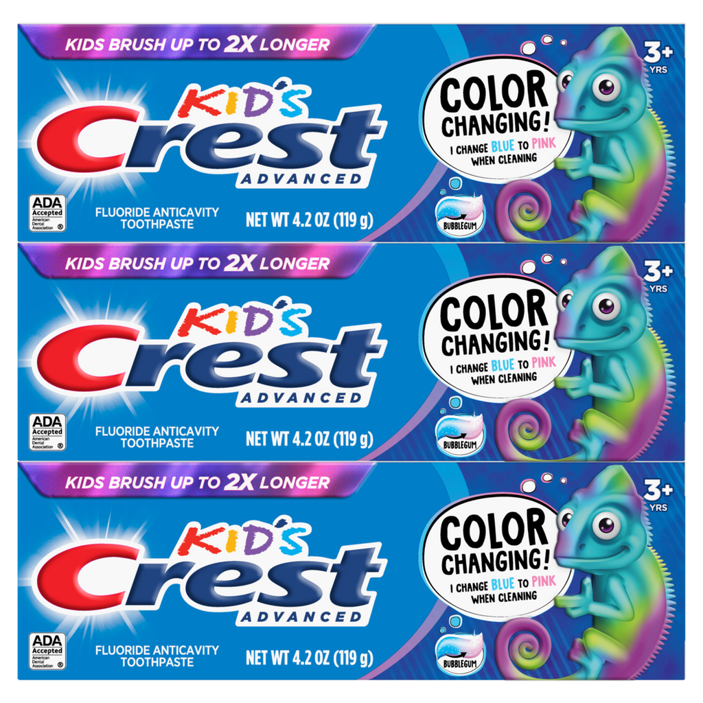 Crest Advanced Kid's Fluoride Toothpaste Bubblegum Flavor - (3x4.2)oz/8pk