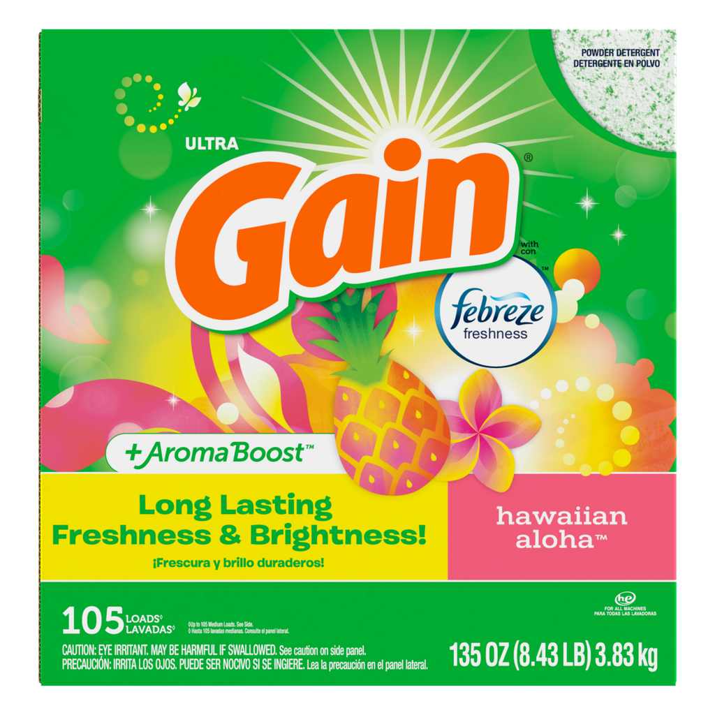Gain Powder Laundry Detergent Hawaiian Aloha Scent 105 Loads - 135oz/2pk