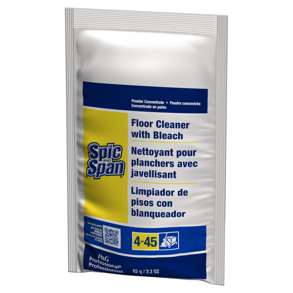 Spic And Span Professional Bulk Floor And Multi-Surface Concentrate Cleaner With Bleach For Commercial Use 1 Packet Makes 2.5-3 Gallons - 2.2oz/45pk