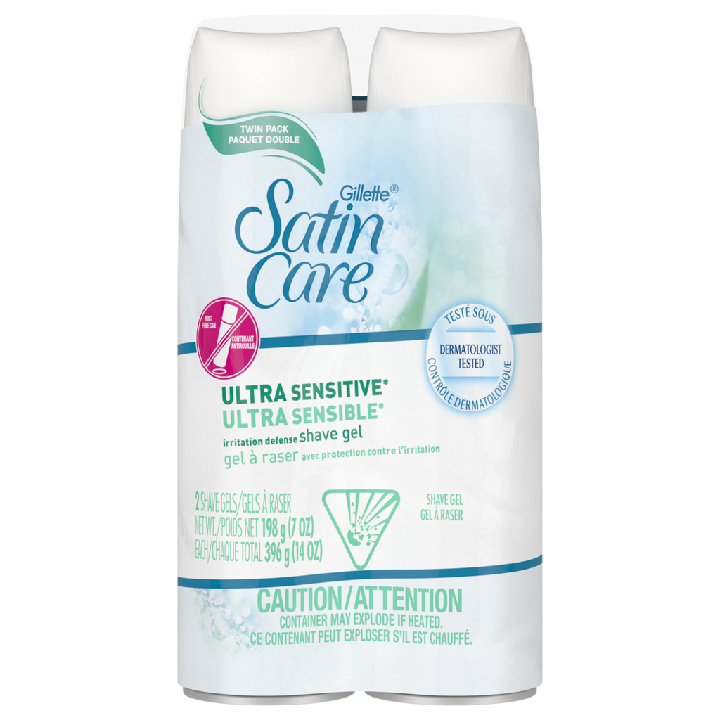 Gillette Venus Satin Care Ultra Sensitive Skin Shave Gel Shaving Cream For Women Fragrance Free Twin Pack - (2x7.0)oz/3pk