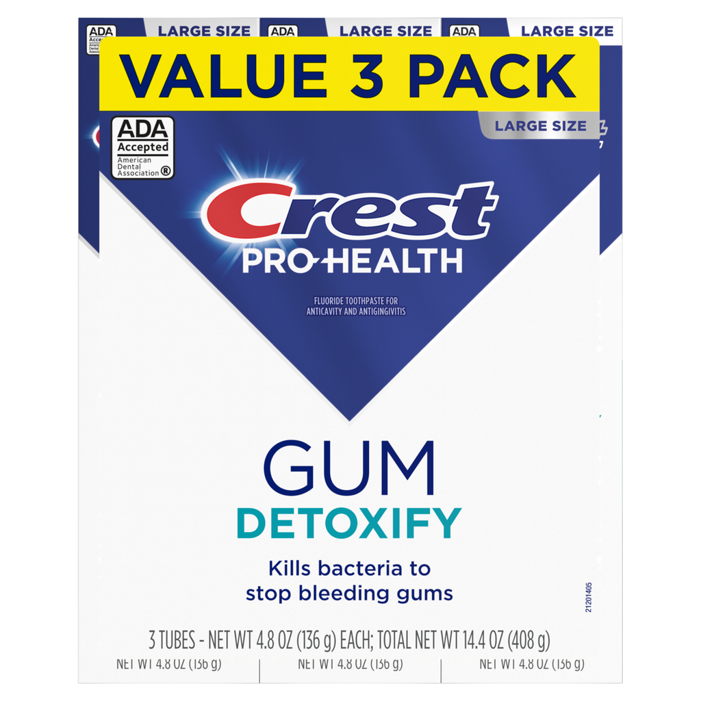 Crest Pro-Health Gum Detoxify Toothpaste - Anticavity Antibacterial Flouride Toothpaste Clinically Proven Gum Sensitive And Enamel Protection Plaque Control - (3x4.8)oz/8pk