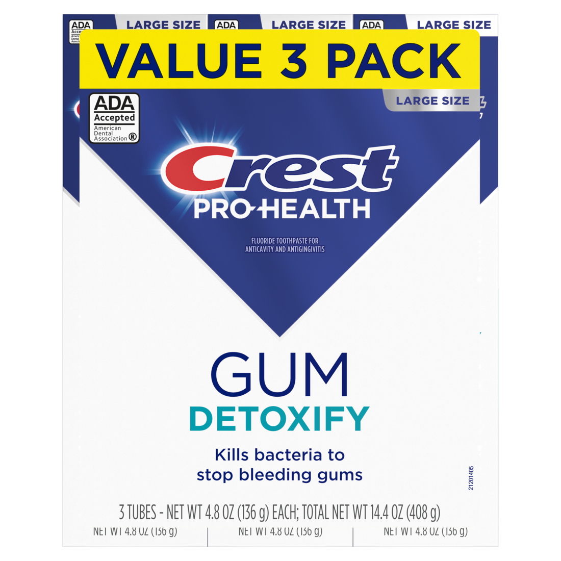 Crest Pro-Health Gum Detoxify Toothpaste - Anticavity Antibacterial Flouride Toothpaste Clinically Proven Gum Sensitive And Enamel Protection Plaque Control - (3x4.8)oz/8pk