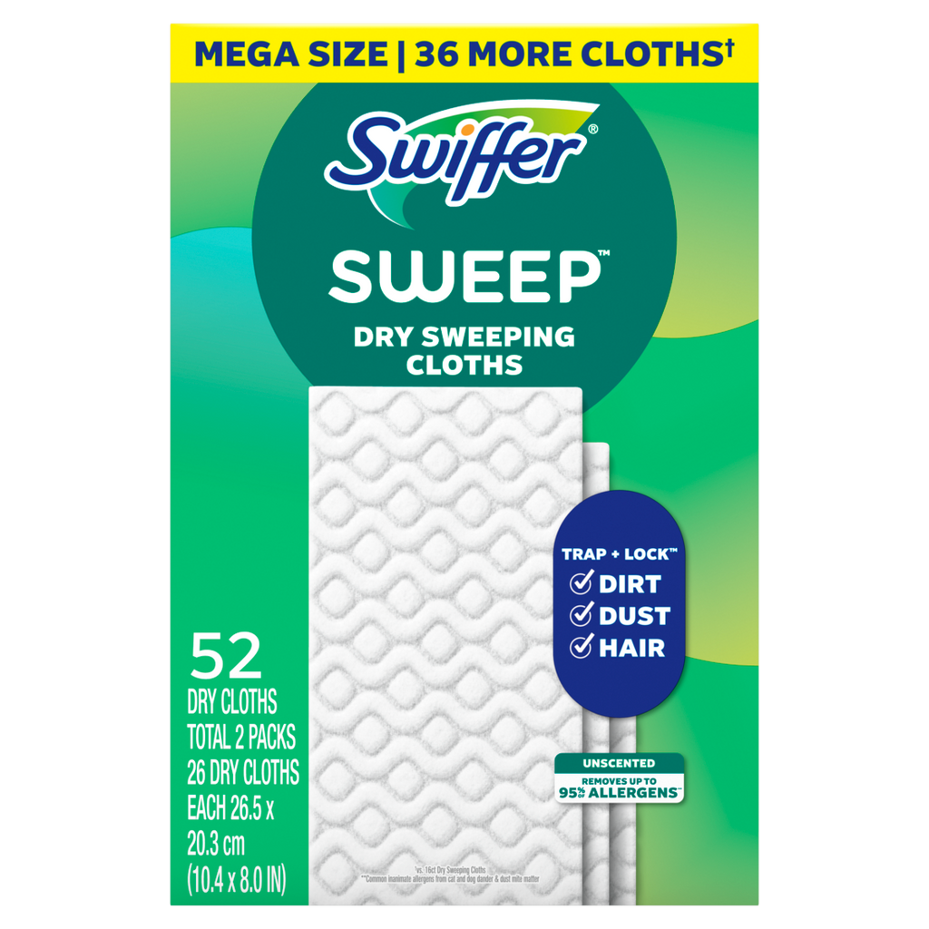 Swiffer Sweep + Mop Dry Pads Refill Floor Cleaner Cleaning Cloths Unscented 52Ct - 52ct/3pk