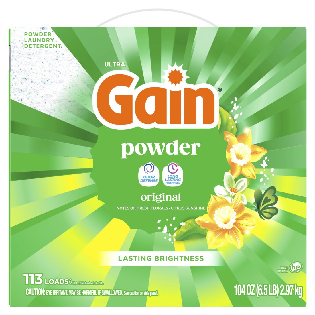 Gain Powder Laundry Detergent Original Scent 113 Loads - 104oz/2pk