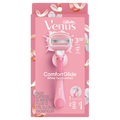 Venus Comfortglide Women's Razor White Tea Scented With Reusable Razor (1 Handle; 2 Razor Blade Refills; 1 Shower Holder) - 1set/3pk