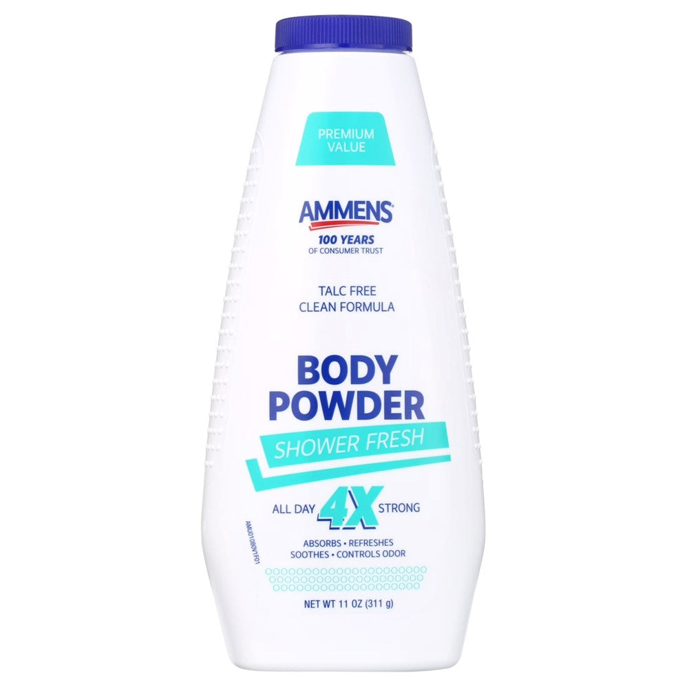Ammens Talc Free Body Powder Shower Fresh - 11oz/6pk