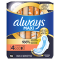 Always Maxi Overnight Pads With Wings For Women Size 4 Overnight Absorbency Unscented - 16ct/3pk