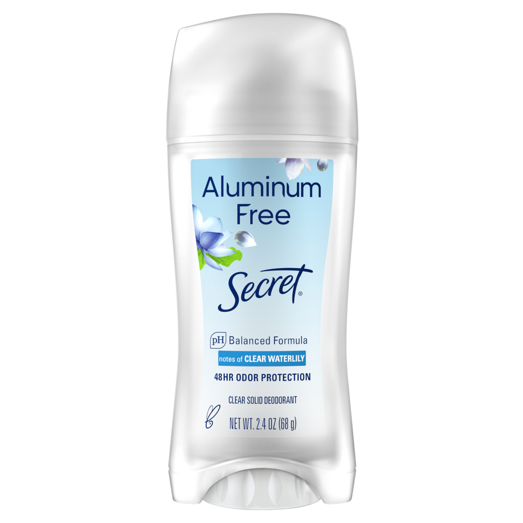 Secret Aluminum Free Deodorant For Women Clear Solid Waterlily - 2.4oz/12pk