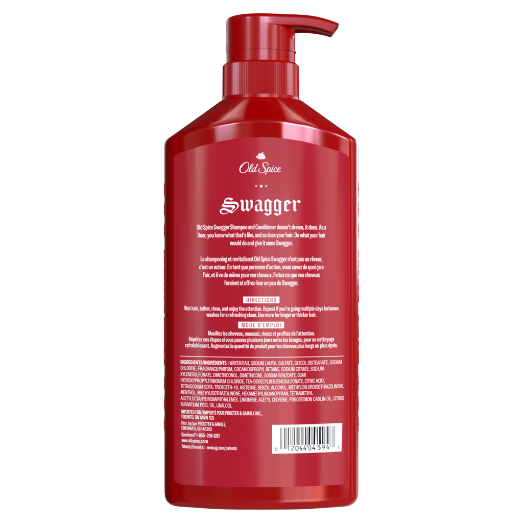 Old Spice Swagger 2-in1- Shampoo & Conditioner For Men Healthier Fuller More Moisturized Looking Hair - 21.9oz/4pk