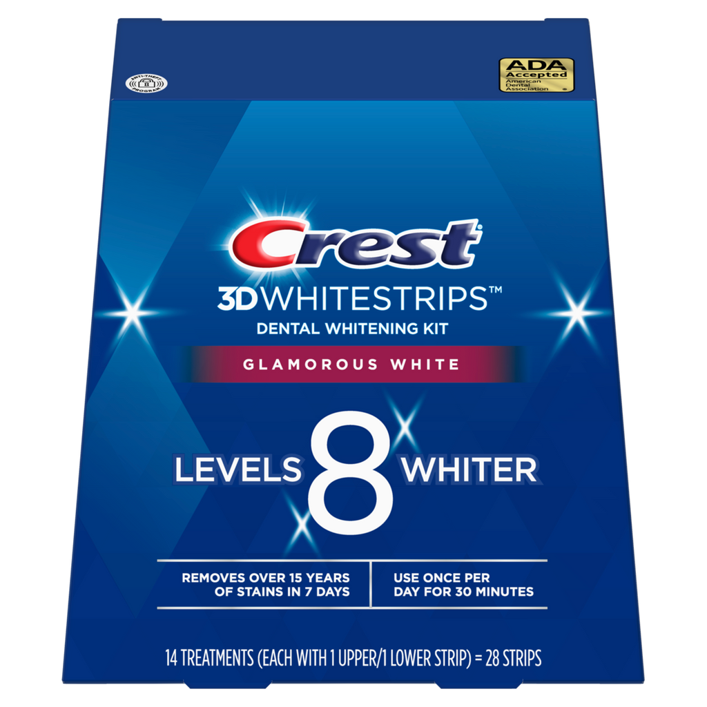 Crest 3Dwhitestrips 1 Week Smile Transformation At-Home Teeth Whitening Kit 14 Treatments 8 Levels Whiter - 14ct/8pk
