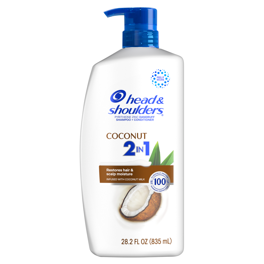 Head And Shoulders 2-in-1 Dandruff Shampoo And Conditioner Anti-Dandruff Treatment Coconut For Daily Use Paraben Free - 28.2oz/4pk
