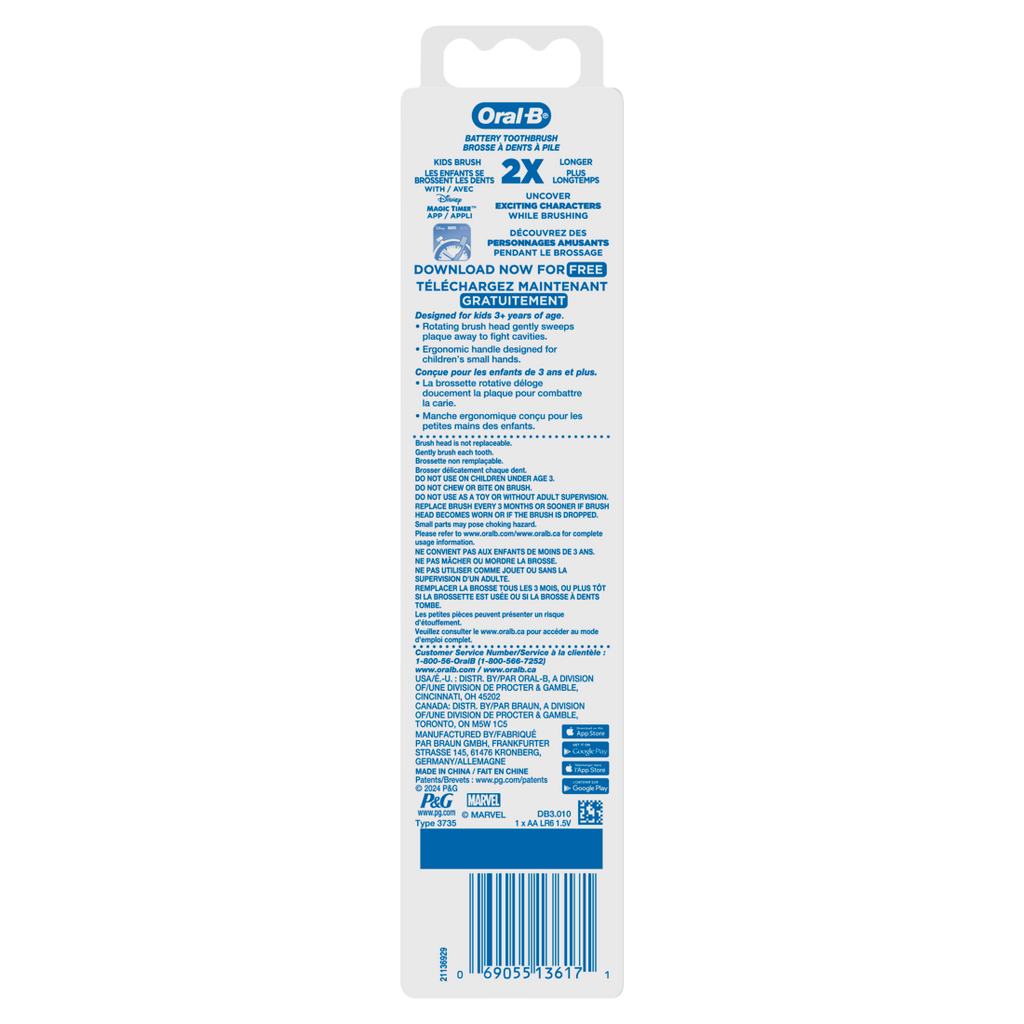 Oral-B Kid's Battery Toothbrush Featuring Marvel's Spiderman Soft Bristles For Kids 3+ - 1ct/24pk