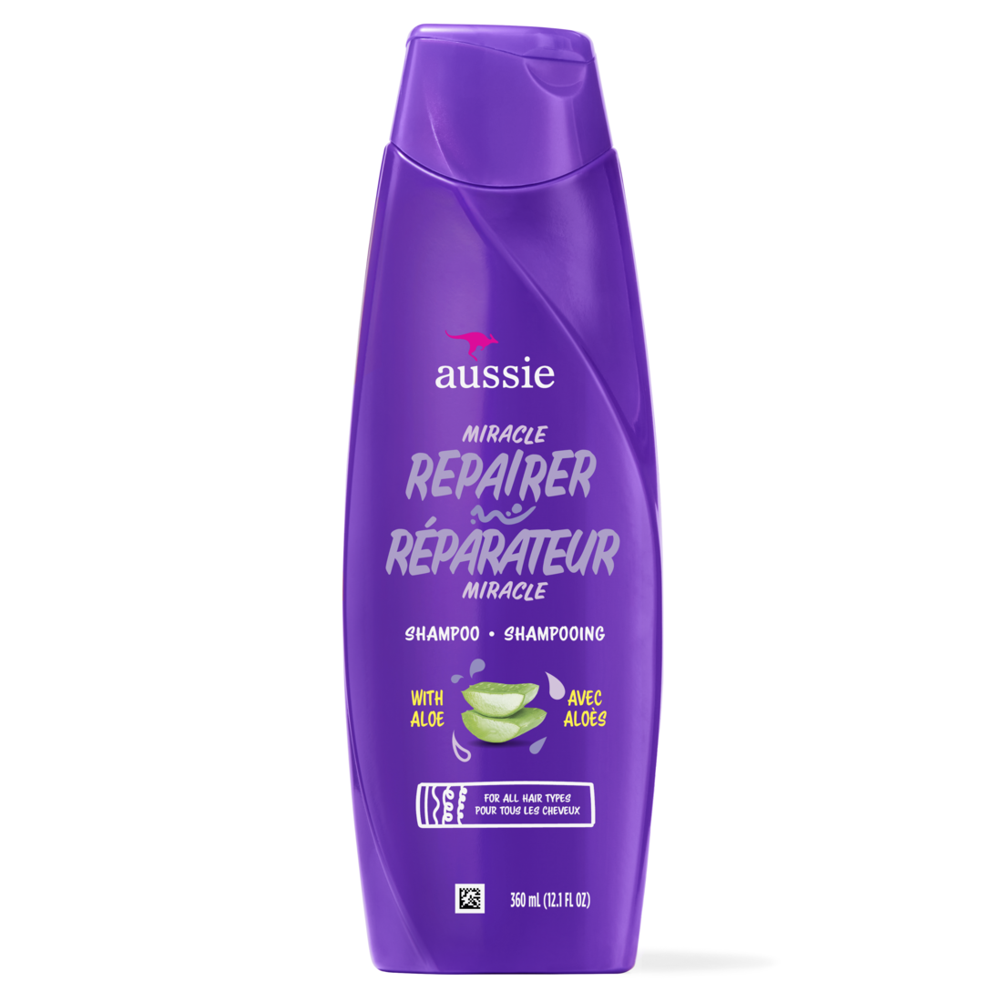 Aussie Miracle Repairer Shampoo With Aloe For All Hair Types Paraben Free - 12.1oz/6pk