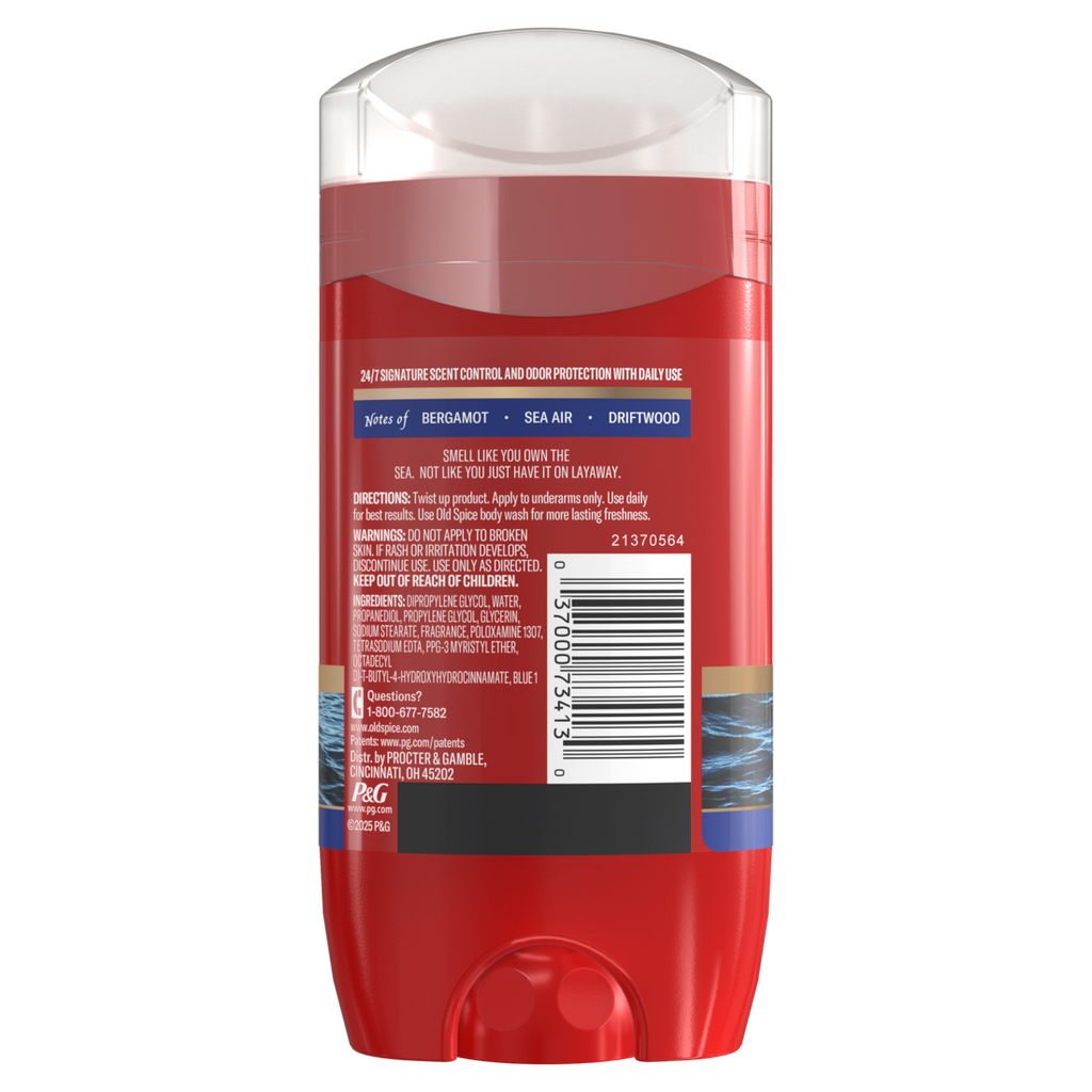 Old Spice Red Collection Deodorant For Men Captain Scent Aluminum Free Long-Lasting Fragrance - 3oz/12pk