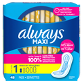 Always Maxi Feminine Pads Without Wings For Women Size 1 Regular Absorbency Unscented - 48ct/6pk