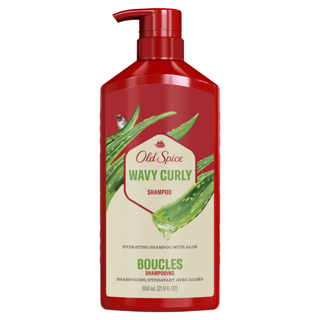 Old Spice Wavy Curly Shampoo For Men Healthier Fuller More Moisturized Looking Hair Tangle-Free Formula - 21.9oz/4pk