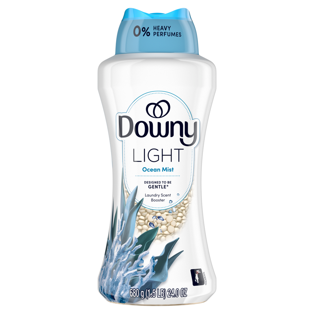 Downy Light Laundry Scent Booster Beads Ocean Mist Scent In-Wash Fabric Beads Designed To Be Gentle With A Light Boost Of Scent No Heavy Perfumes - 24oz/4pk