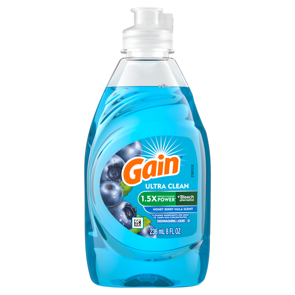 Gain Ultra + Bleach Alternative Dish Soap Dishwashing Liquid Honey Berry Hula - 8oz/12pk