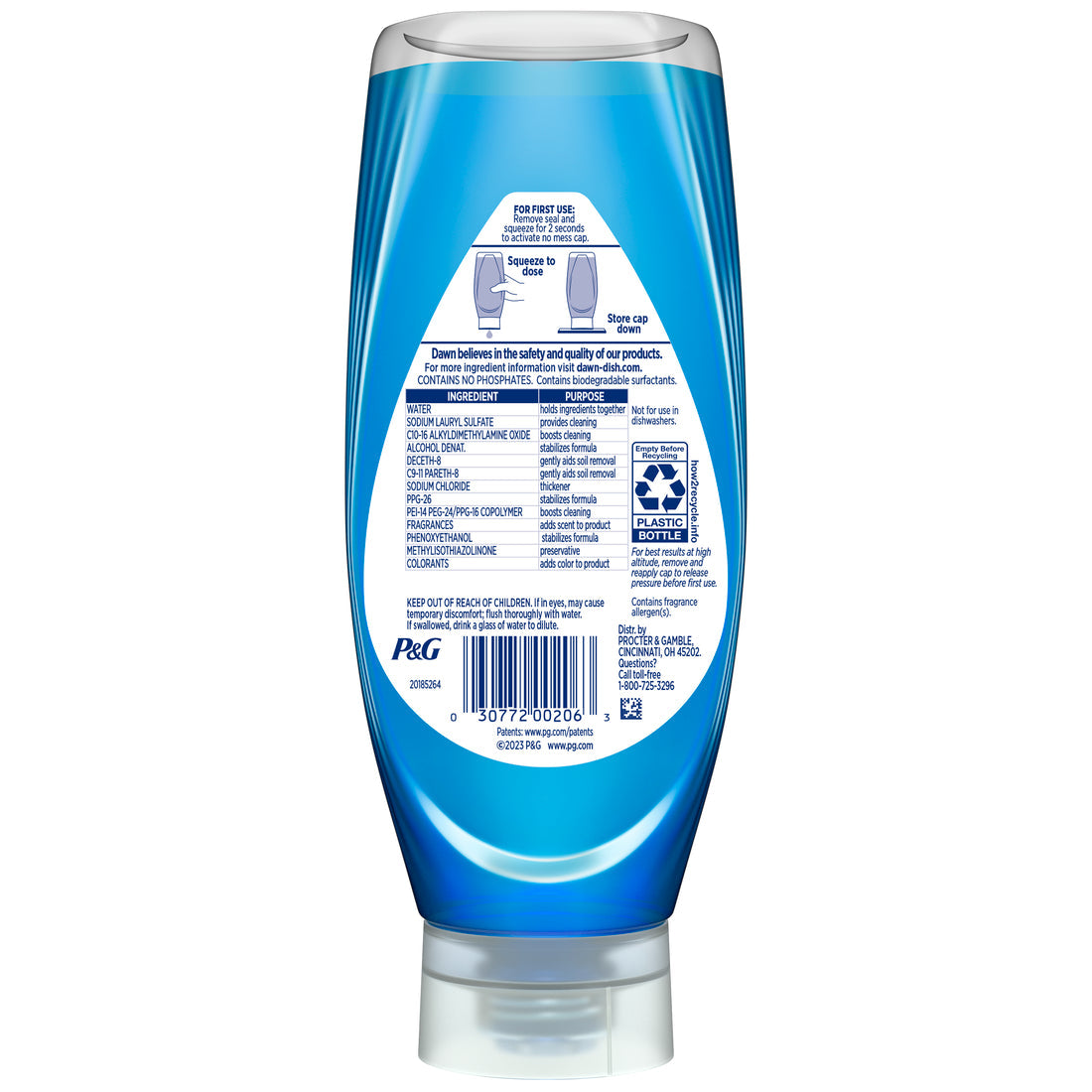 Dawn Ultra Ez-Squeeze Dish Soap Liquid Dishwashing Liquid Grease Removal Original - 14.7oz/8pk