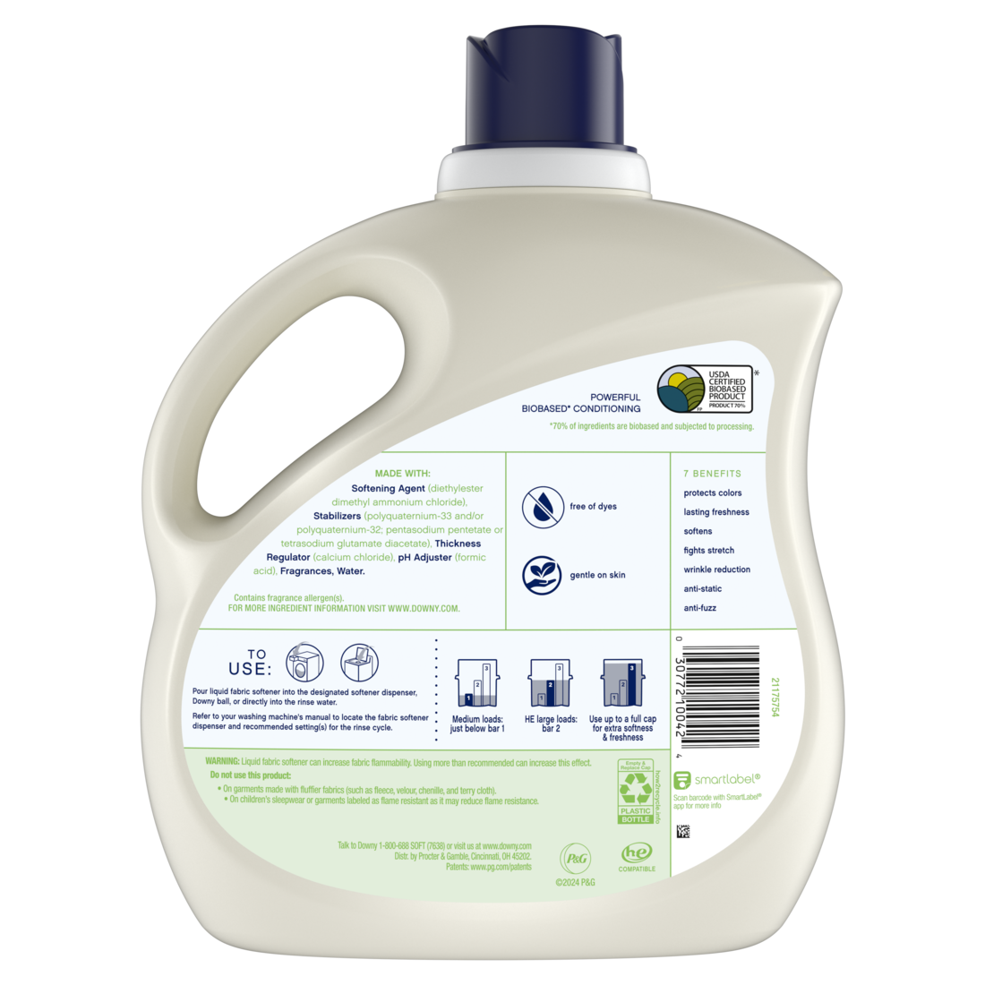 Downy Nature Inspired Soft Fabric Softener Liquid Rosewater And Aloe Scent 150 Loads Laundry Softener - 111oz/4pk
