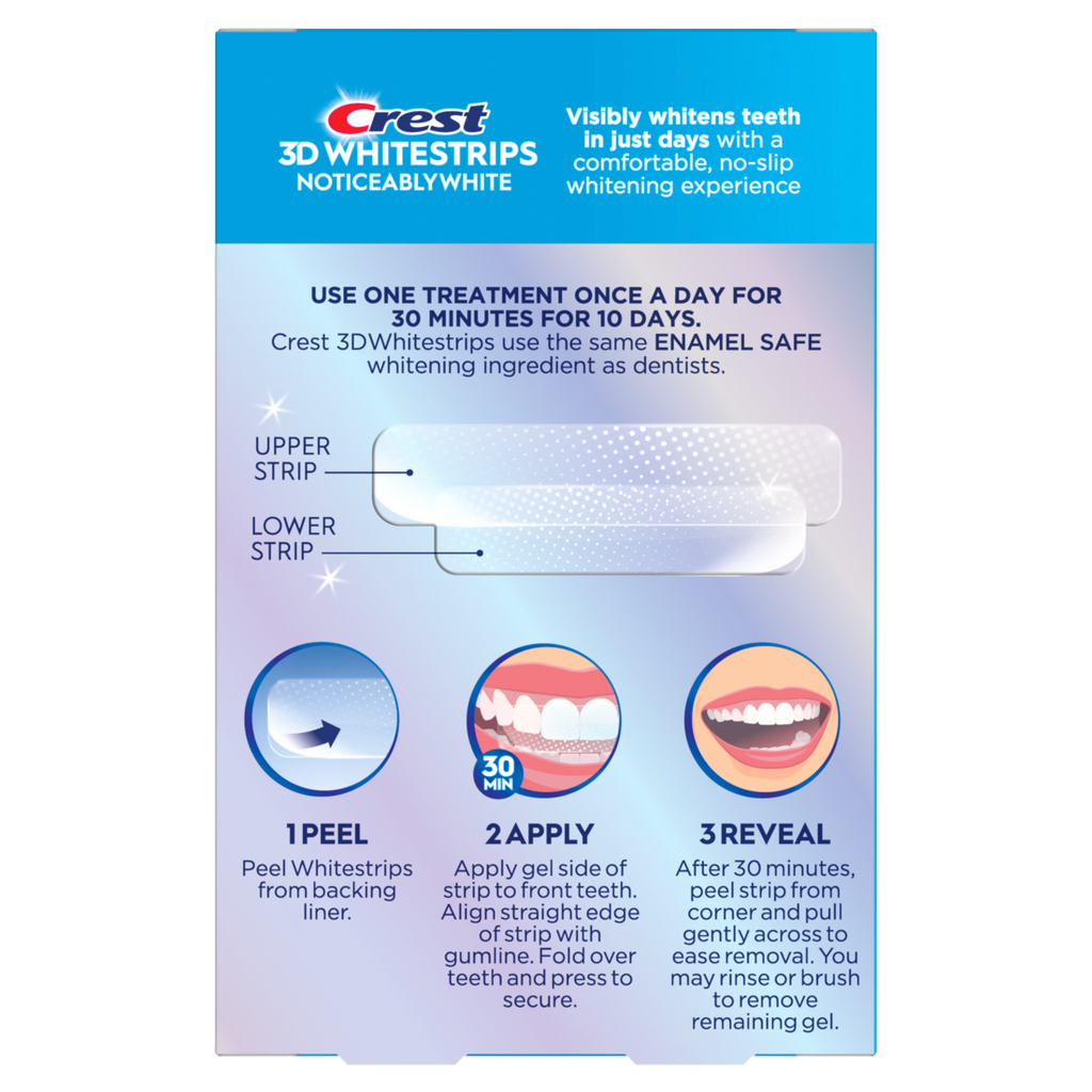 Crest 3DWhitestrips Noticeably White At-Home Teeth Whitening Kit 10 Treatments - 10ct/8pk