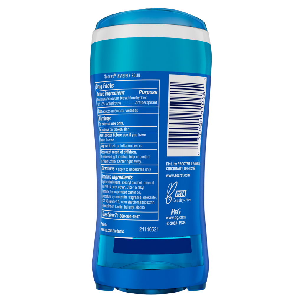 Secret Outlast Invisible Solid Antiperspirant And Deodorant Completely Clean Twin Pack - (2x2.6)oz/6pk