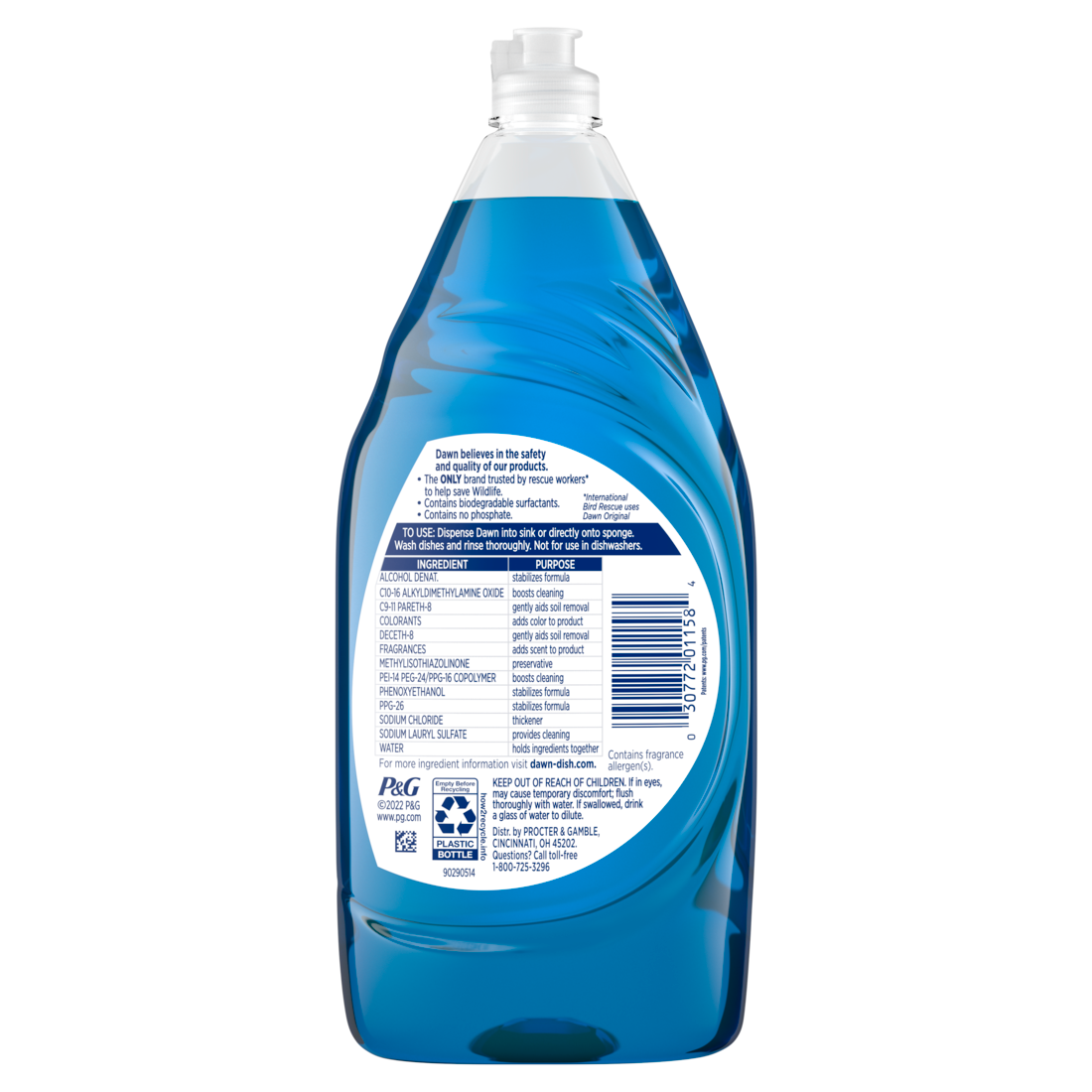 Dawn Ultra Dish Soap Liquid Dishwashing Liquid Grease Removal Original - 38oz/8pk