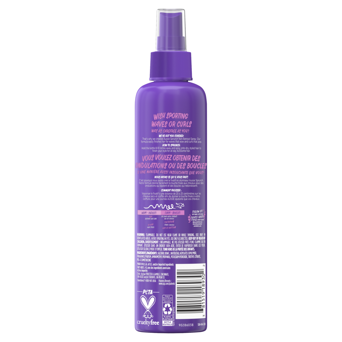 Aussie Sprunch Non-Aerosol Hair Spray For Curly Hair And Wavy Hair - 8.5oz/12pk