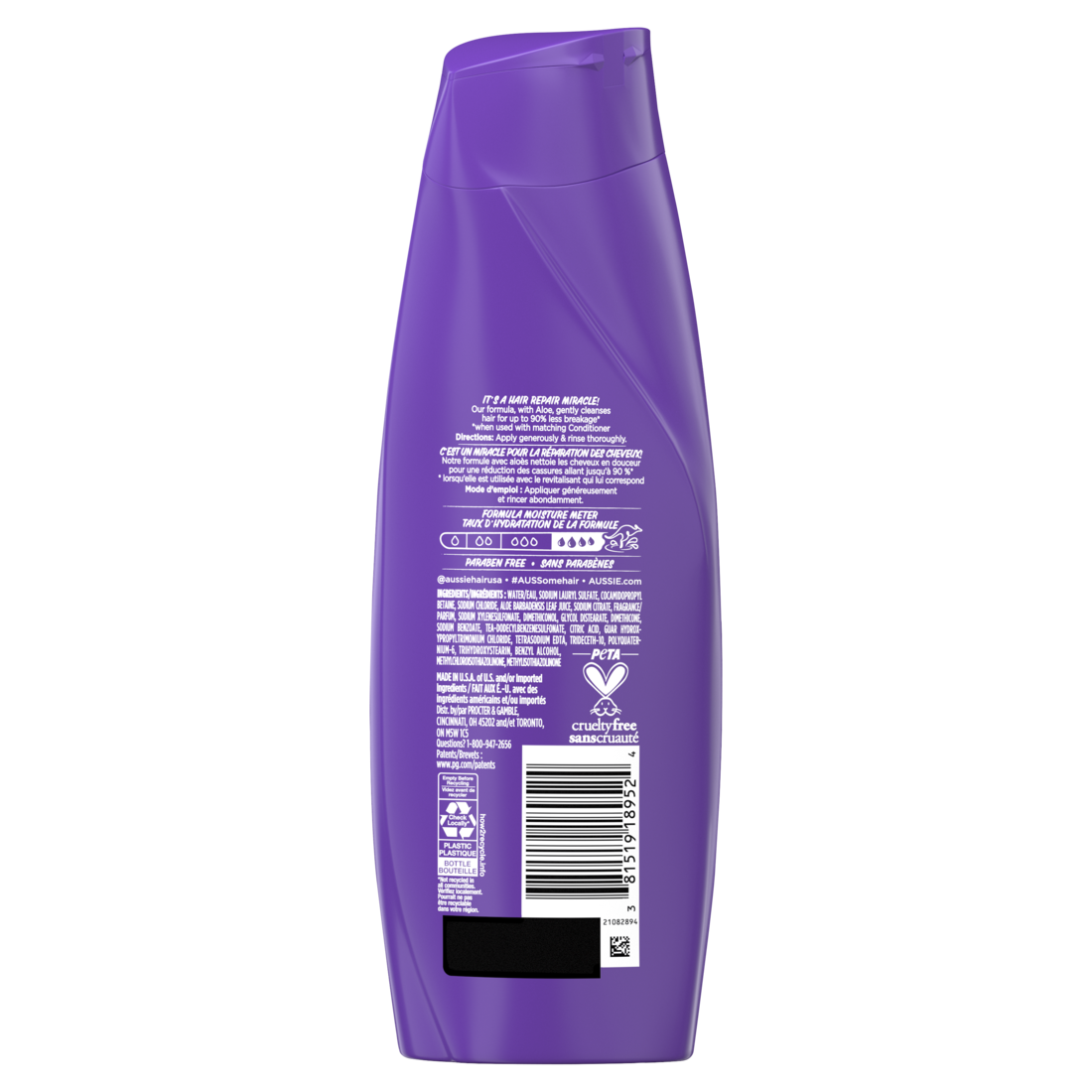 Aussie Miracle Repairer Shampoo With Aloe For All Hair Types Paraben Free - 12.1oz/6pk