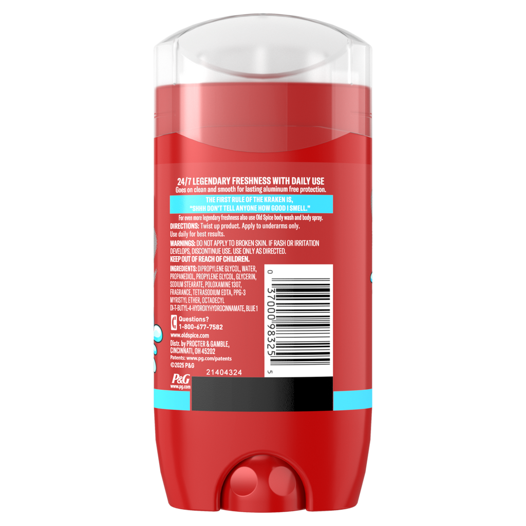 Old Spice Aluminum Free Deodorant For Men 24/7 Freshness Long Lasting Odor Protection Legendary Fragrance Krakengard Deep Ocean Scent - 3oz/12pk