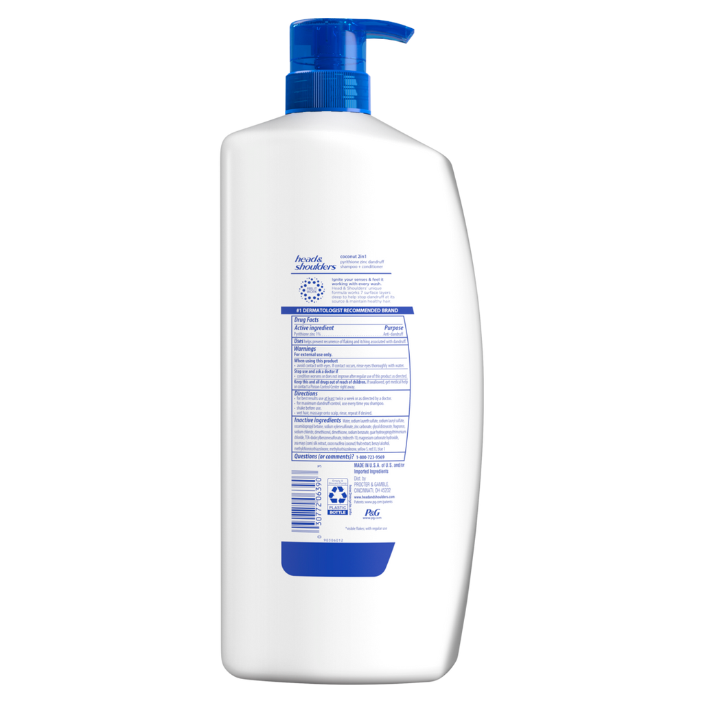 Head And Shoulders 2-in-1 Dandruff Shampoo And Conditioner Anti-Dandruff Treatment Coconut For Daily Use Paraben Free - 28.2oz/4pk