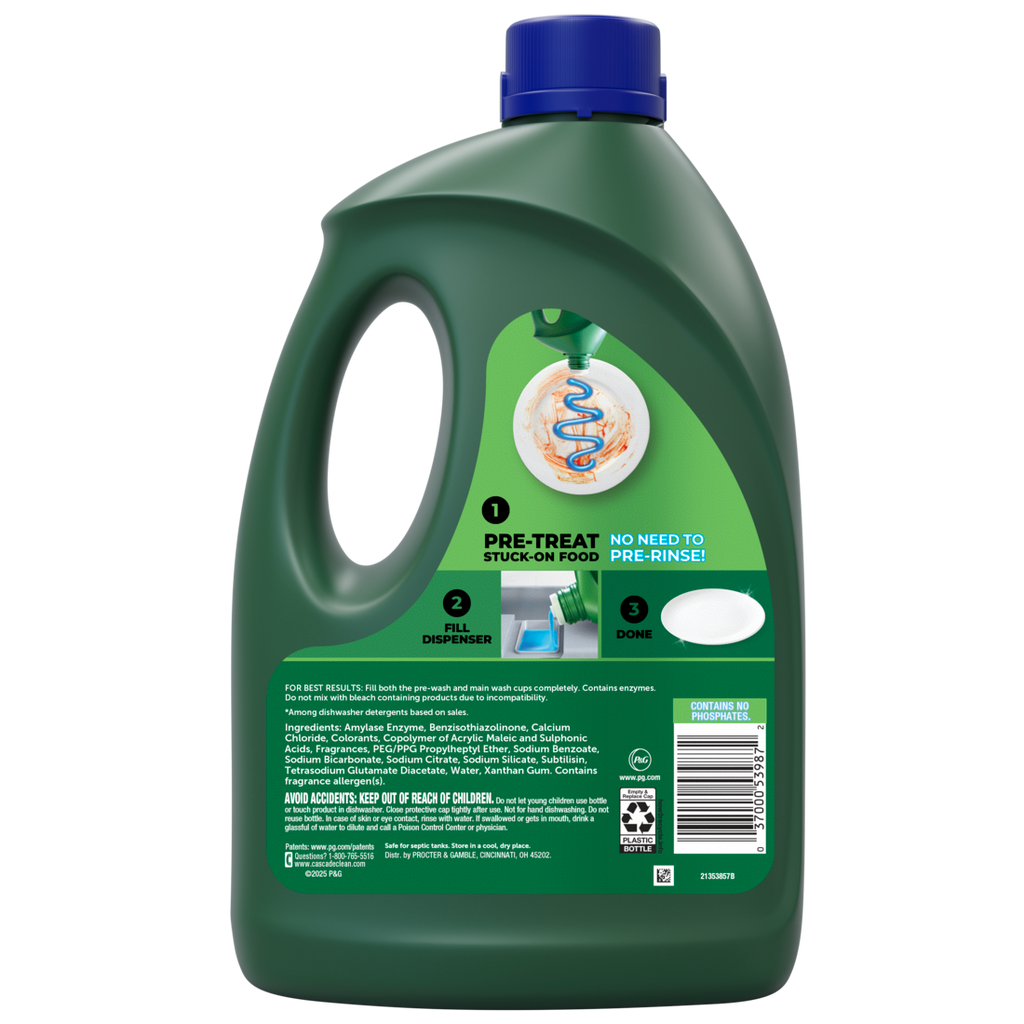 Cascade Complete Dishwasher Detergent Liquid Gel Dish Detergent Dishwasher Soap Fresh - 120oz/3pk