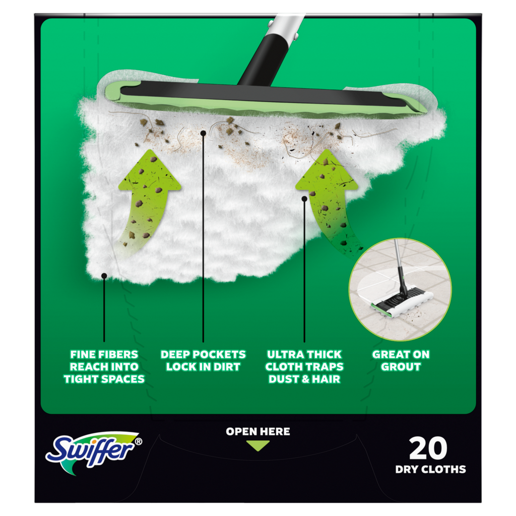 Swiffer Sweeper Heavy Duty Dry Multi-Surface Cloth Refills For Floor Sweeping And Cleaning Unscented - 20ct/4pk