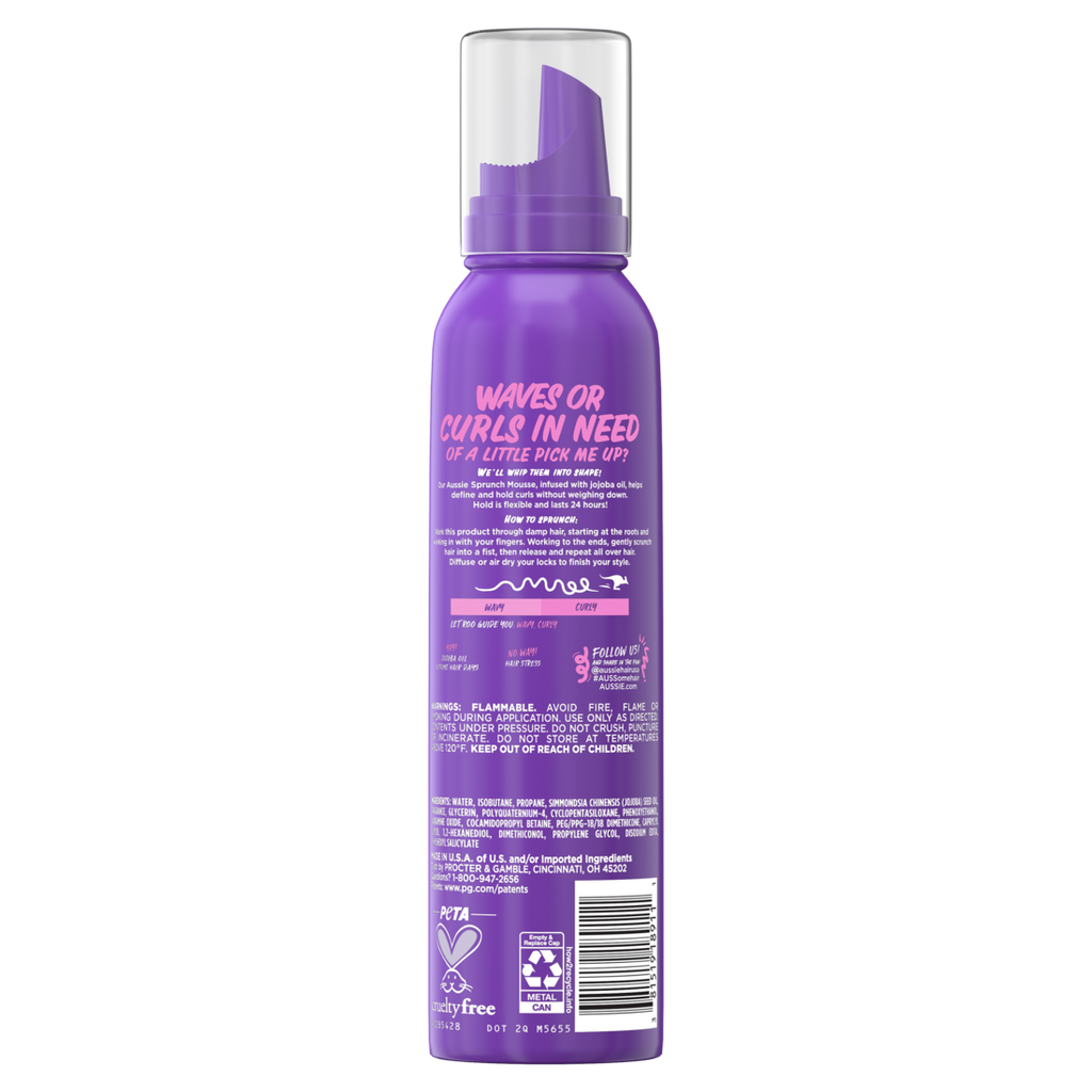 Aussie Sprunch Mousse & Leave-In Conditioner For Curly & Wavy Hair - 6oz/12pk