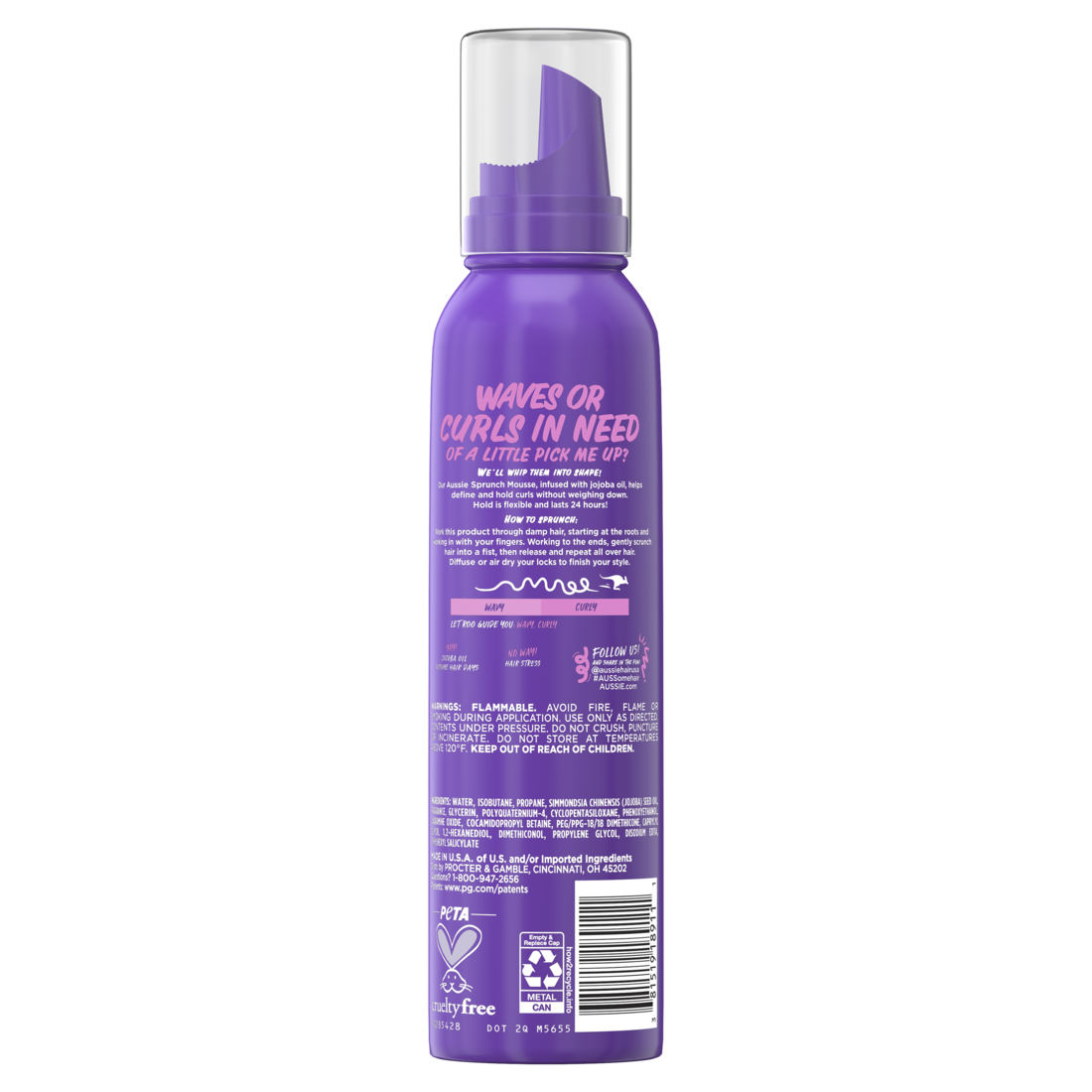 Aussie Sprunch Mousse & Leave-In Conditioner For Curly & Wavy Hair - 6oz/12pk