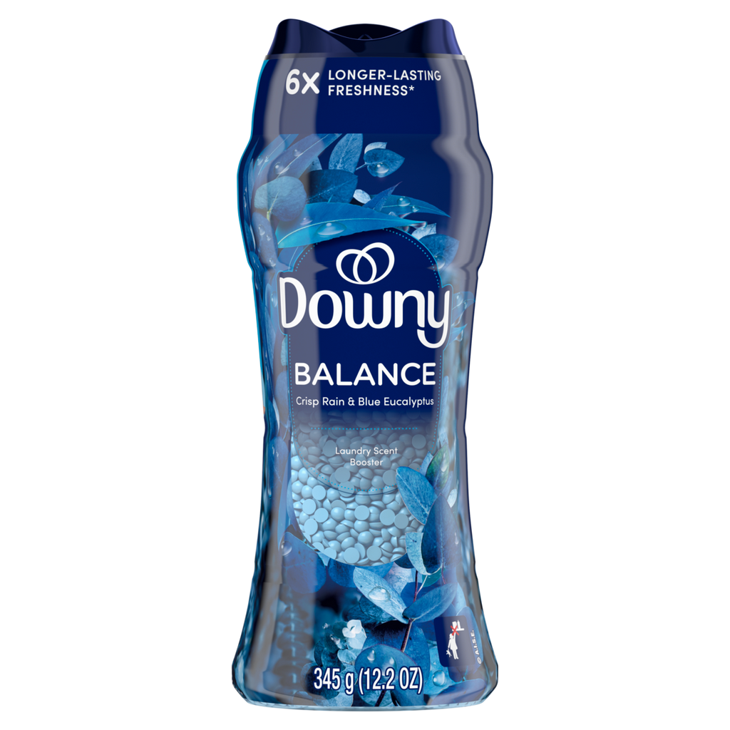 Downy Balance In-Wash Laundry Scent Booster Beads Crisp Rain And Blue Eucalyptus Scent Laundry Scent Beads  Long-Lasting Freshness - 12.2oz/4pk