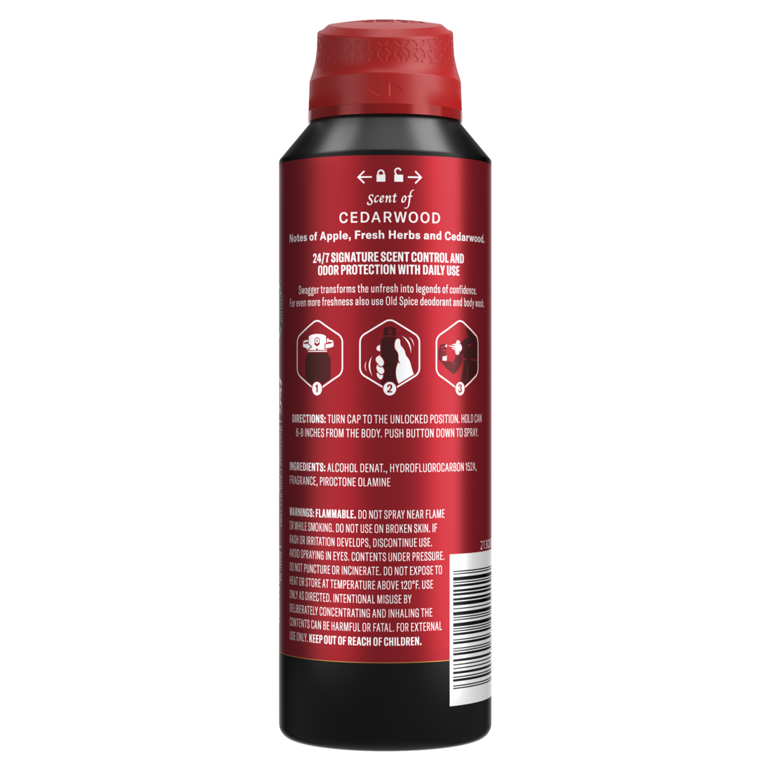 Old Spice Red Collection Deodorant For Men Swagger Scent Aluminum Free Body Spray - 5.1oz/12pk