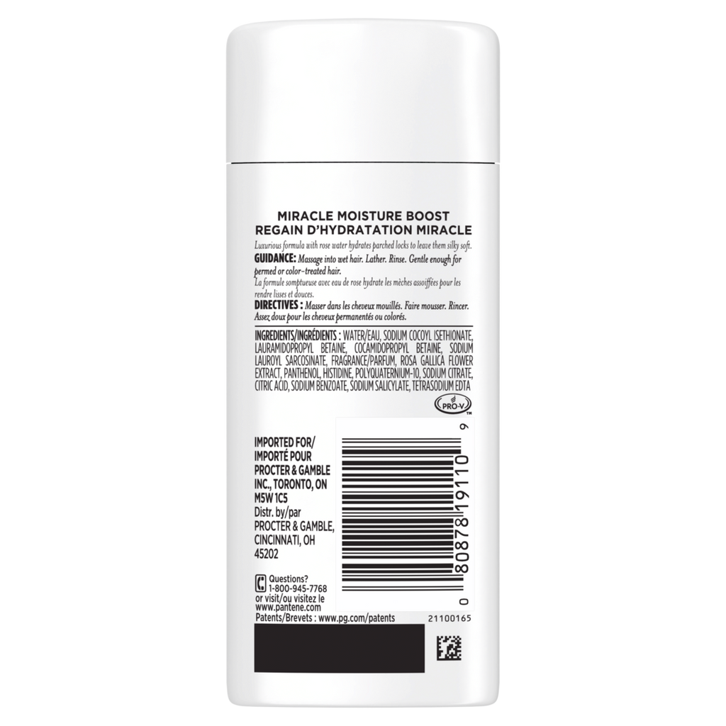 Pantene Nutrient Blends Miracle Moisture Boost Rose Water Sulfate Free Shampoo - 3.0oz/24pk