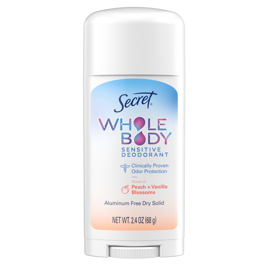 Secret Whole Body Stick Aluminum Free Deodorant For Women With Notes Of Peach & Vanilla - 2.4oz/12pk