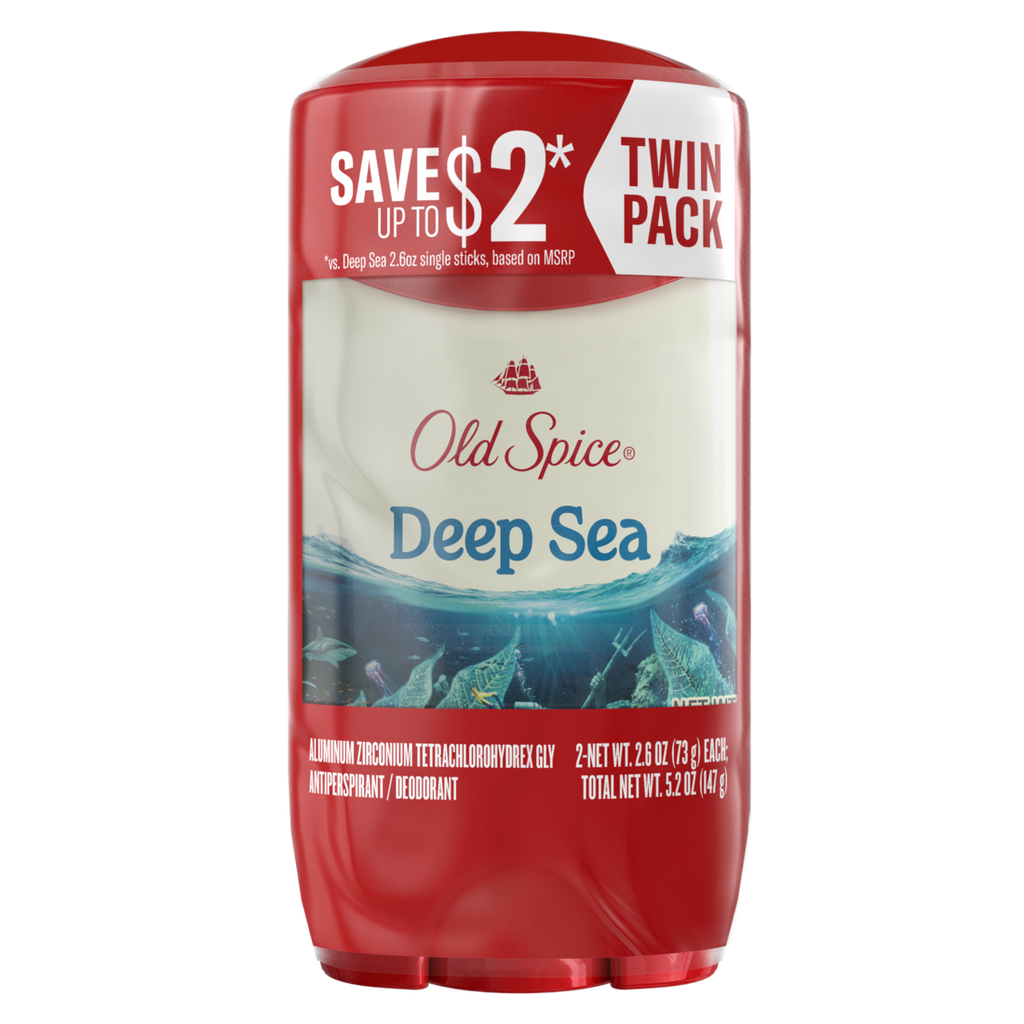 Old Spice Men's Antiperspirant And Deodorant 24/7 Sweat Protection Deep Sea Twin Pack - (2x2.6)oz/6pk