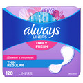 Always Daily Fresh Thin Liners Regular Absorbency Unscented Panty Liners - 120ct/6pk