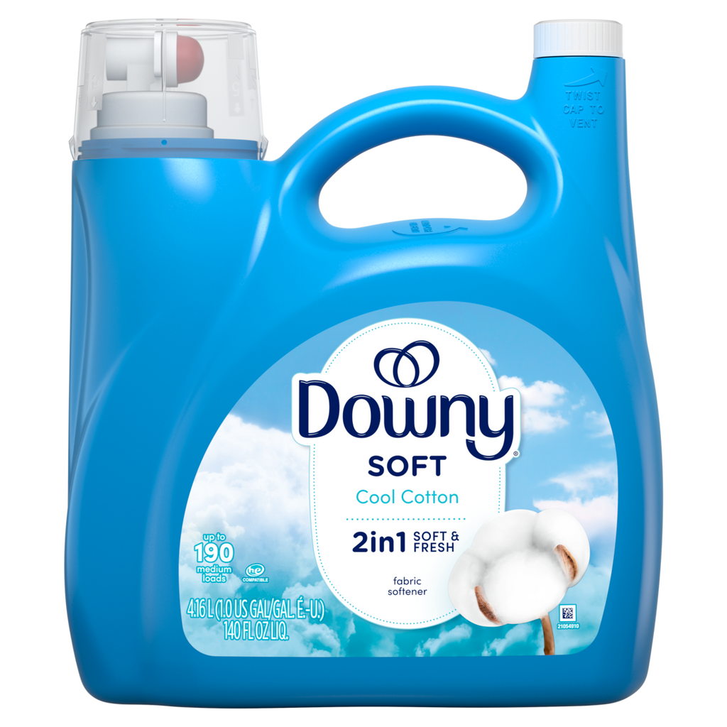 Downy Soft 2-in-1 Soft And Fresh Liquid Fabric Softener Cool Cotton 190 Loads Fabric Conditioner Liquid Provides Softness And Freshness For Fabrics - 140oz/4pk