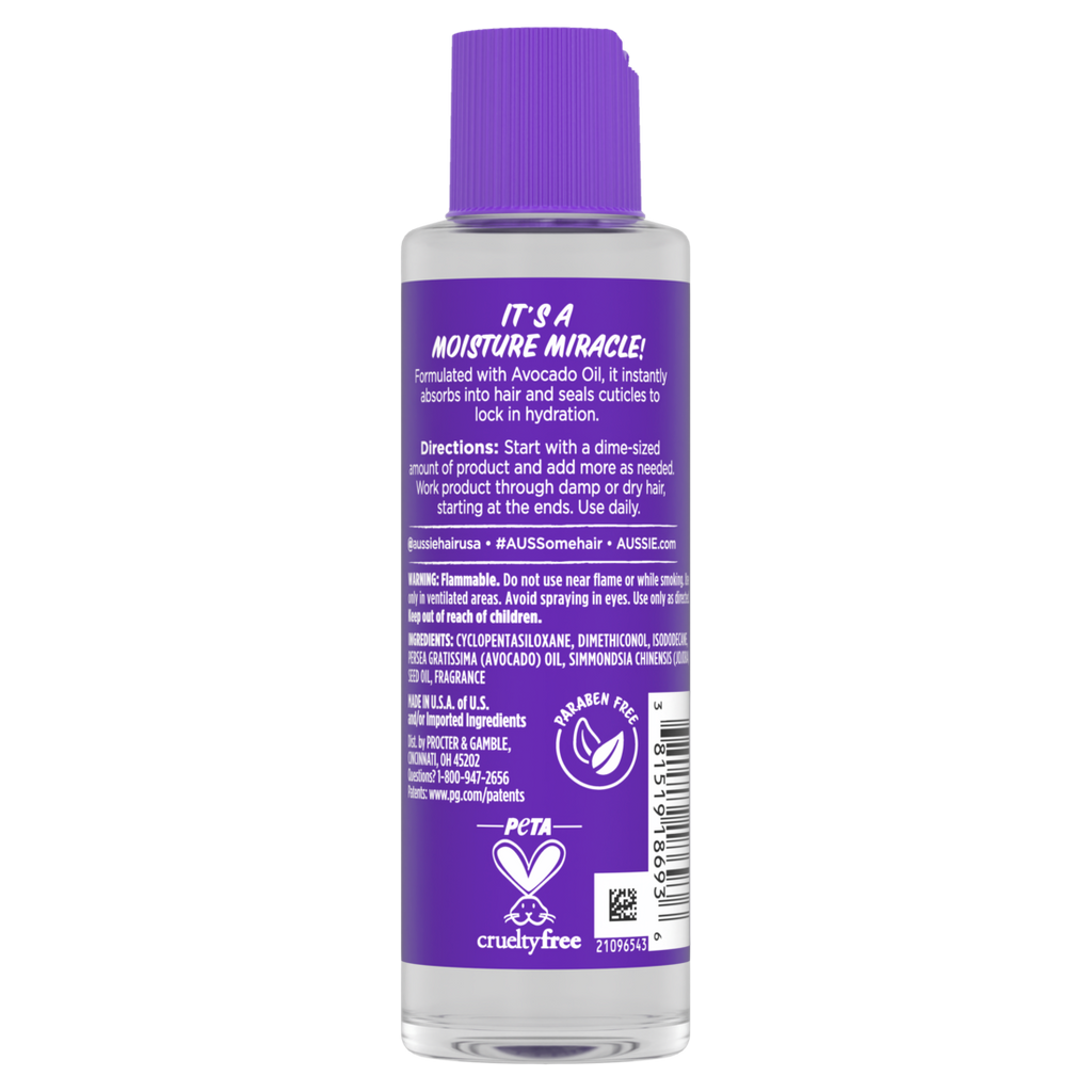 Aussie Miracle Moist Intense Hydration Hair Oil For All Hair Types Paraben-Free - 3.2oz/12pk